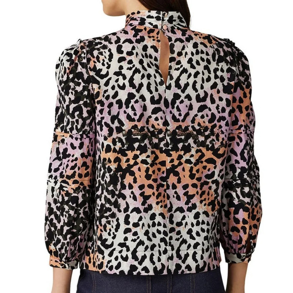 Veronica Beard Animal Print Blouse Women's Size 6 Silk, Polyester - Picture 4 of 6